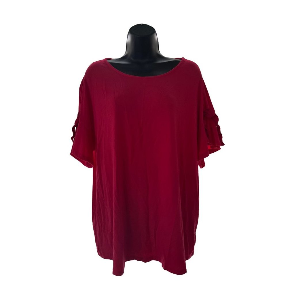 Gibson XL PInk Tie Sleeve Accent Flowy Shirt